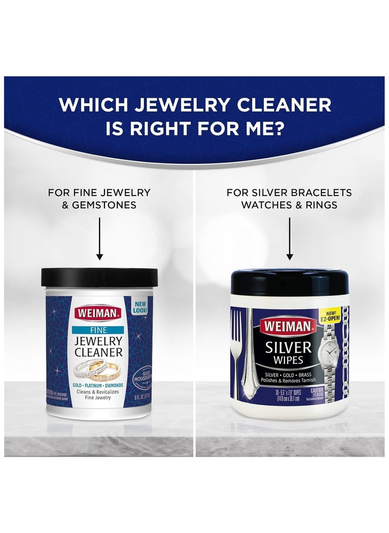 Weiman - Fine Jewelry Cleaner Liquid with Cleaning Brush – Restores Shine & Brilliance to Gold, Platinum, Precious Gemstones & Diamond Jewelry, 6 Oz - Image 1
