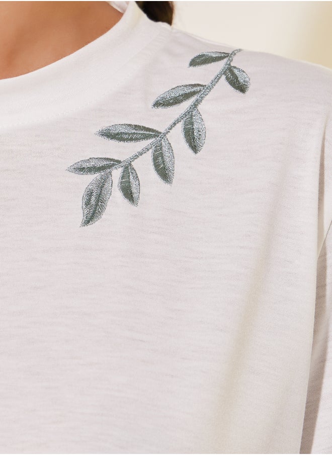 Take Two Embroidered Round Neck T-Shirt  - Image 3
