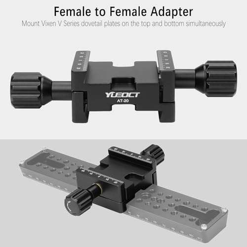 YUEOCT Telescope Mount Dual Dovetail Saddle Clamp for Vixen V Series Dovetail Plate Handle Bar Astronomical OTA Equatorial Head, Female to Female Adapter Base, Support Drop-in Mounting - Image 3