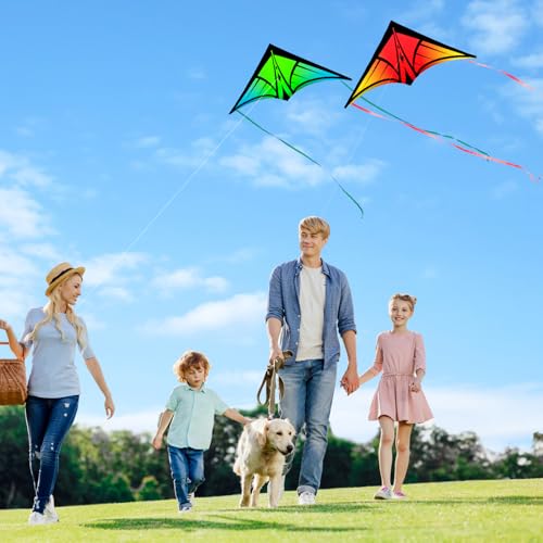 YFAFENGS Delta Kites for Beginners & Kids - Easy Fly Large Outdoor Kite for Beach & Family Activities, Durable Delta Kites for Kids Ages 8-12 & 4-8,Orange - Image 5