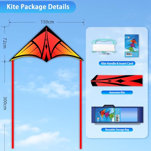 YFAFENGS Delta Kites for Beginners & Kids - Easy Fly Large Outdoor Kite for Beach & Family Activities, Durable Delta Kites for Kids Ages 8-12 & 4-8,Orange - Image 4