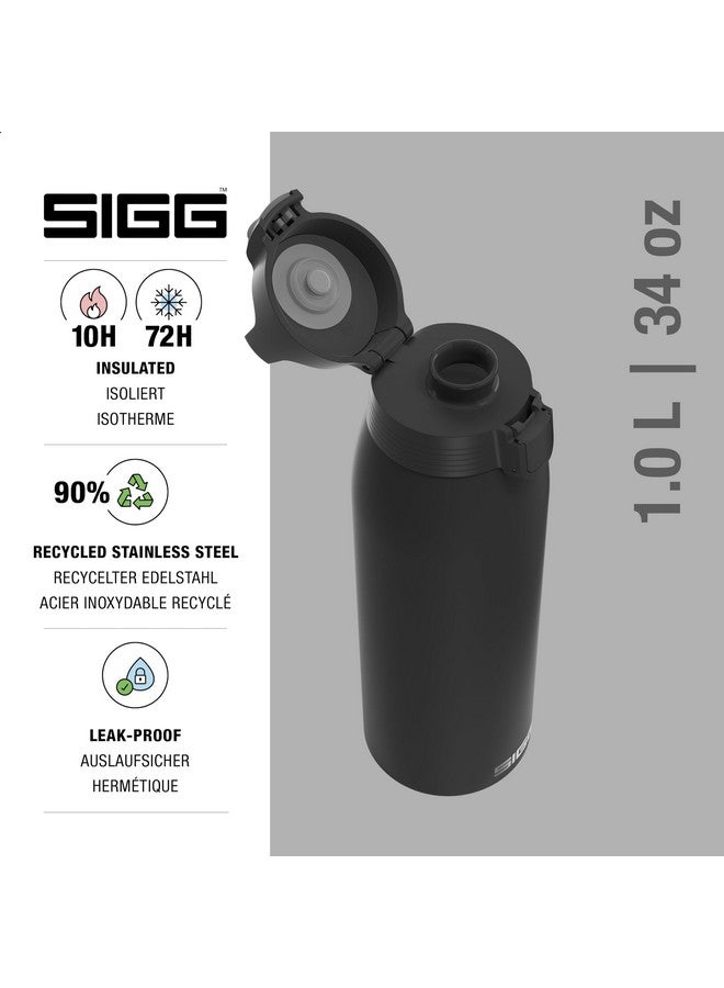 Sigg SIGG - Insulated Water Bottle - Shield Therm One Black - Suitable for Carbonated Beverages - Leakproof - Dishwasher Safe - BPA Free - 90% Recycled Stainless Steel - Black - 34 Oz  - Image 2