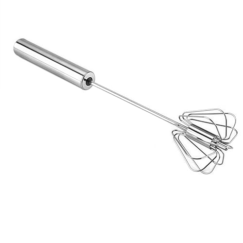Digead Stainless Steel Egg Whisk, Hand Push Rotary Whisk Blender, Versatile Milk Frother, Hand Push Mixer Stirrer for Blending, Whisking, Beating & Stirring (12in) - Image 1