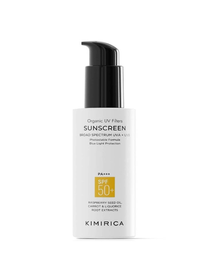 Kimirica Everyday Glow Sunscreen with SPF 50+ PA+++ | Broad Spectrum Protection with organic UV filters | Lightweight cream leaves no white cast | Suitable for every skin type,100ml - Image 1