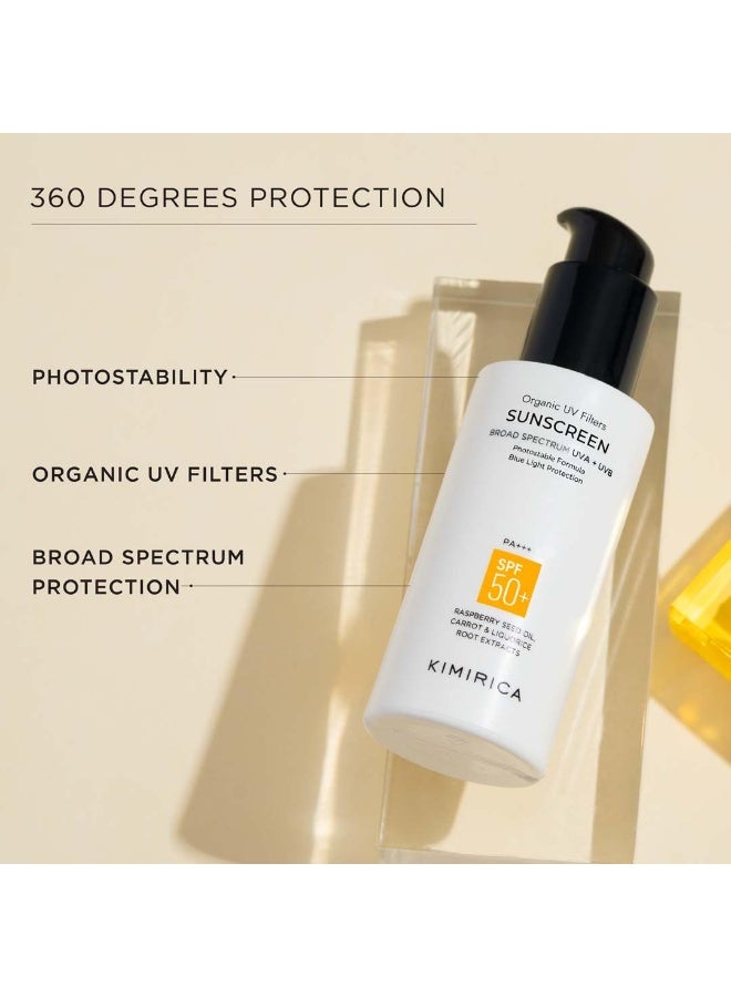 Kimirica Everyday Glow Sunscreen with SPF 50+ PA+++ | Broad Spectrum Protection with organic UV filters | Lightweight cream leaves no white cast | Suitable for every skin type,100ml - Image 2