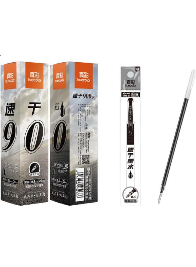 Truecolor Quick-Drying 900 Black 0.5Mm Bullet Tip Gel Pen Refill, Pull-Off Cap, Business Signature Pen, Ink Pen Refill, Student Office Stationery Supplies, 20 Pieces/Box - Image 3