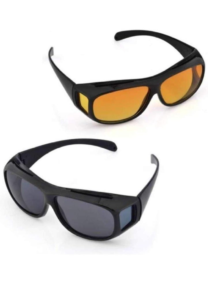 2-Piece Night Driving Glasses Set with HD Lenses and UV Protection - Image 1