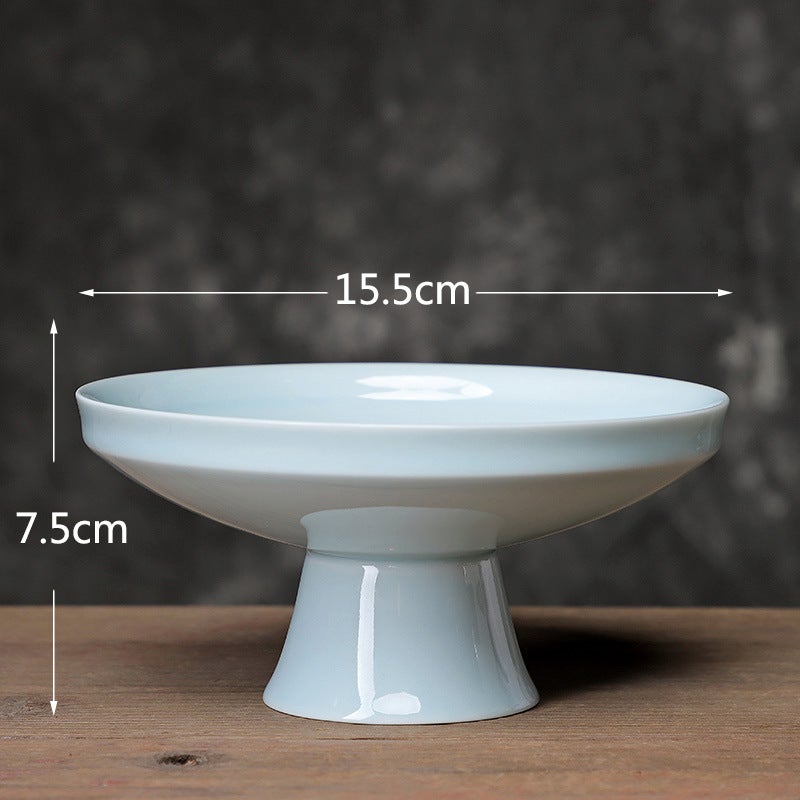 Ceramic Lotus Elevated Fruit Plate Creative Dessert Dish Plain simple fruit plate (pink Green) 