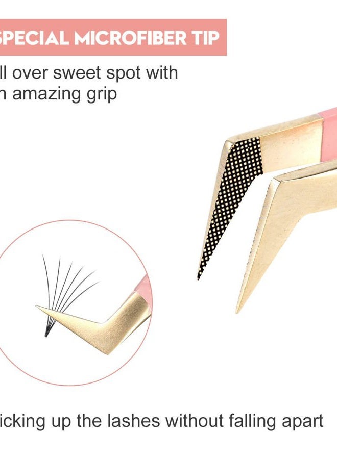 Ms.Queen Lash Tweezers for Eyelash Extensions,Precision 3Pcs Fiber Tip Grip 90 Degree L-Shaped Boot Volume Dolphin Isolation Eyelash Tweezers Set - Image 2