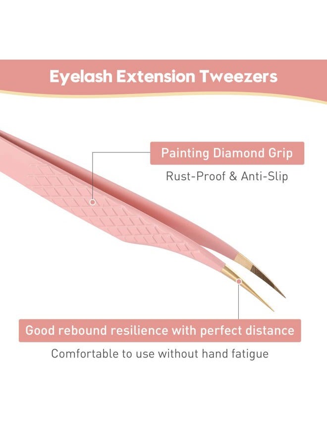 Ms.Queen Lash Tweezers for Eyelash Extensions,Precision 3Pcs Fiber Tip Grip 90 Degree L-Shaped Boot Volume Dolphin Isolation Eyelash Tweezers Set - Image 4