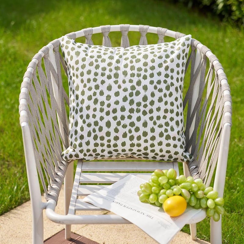 Allorry Outdoor Pillow Covers 18x18 Set of 2 Boho Design Navy Dark Green Polka Dot Decorations Pillows Spring Summer Outdoor Waterproof Patio Furniture Porch Sofa Bed Cushion Covers Home Decor JB001-L18 - Image 2