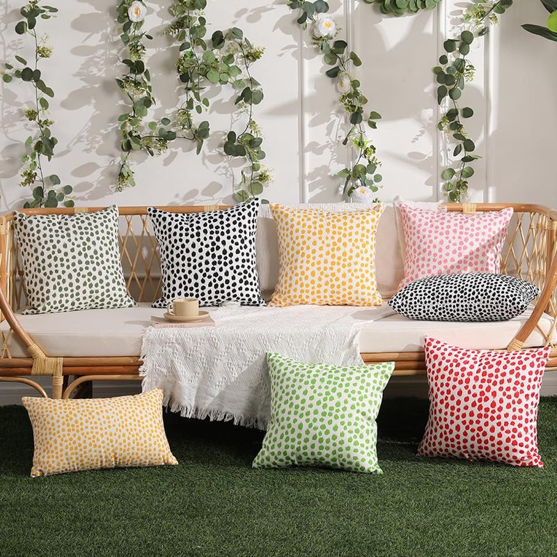 Allorry Outdoor Pillow Covers 18x18 Set of 2 Boho Design Navy Dark Green Polka Dot Decorations Pillows Spring Summer Outdoor Waterproof Patio Furniture Porch Sofa Bed Cushion Covers Home Decor JB001-L18 - Image 5