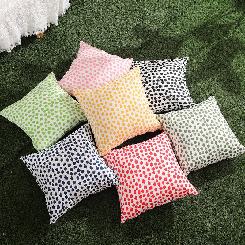 Allorry Outdoor Pillow Covers 18x18 Set of 2 Boho Design Navy Dark Green Polka Dot Decorations Pillows Spring Summer Outdoor Waterproof Patio Furniture Porch Sofa Bed Cushion Covers Home Decor JB001-L18 - Image 4