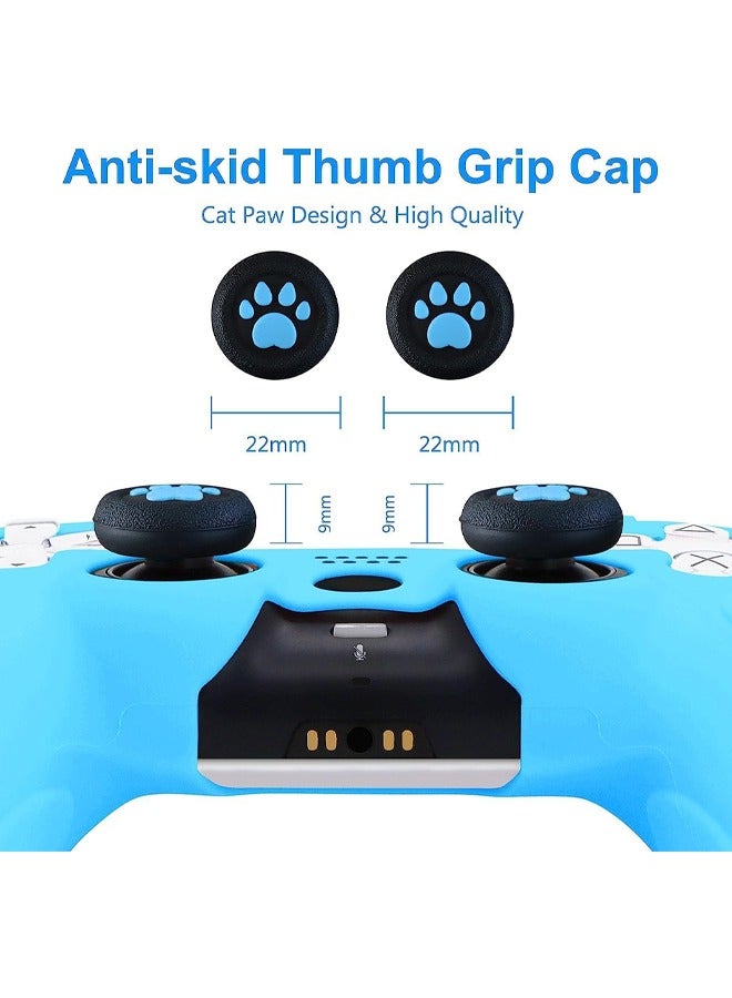 عام PS5 وحدة تحكم Skin Skin Controller مجموعة ملحقات مناسبة لـ PlayStation 5 Game Controller Skin مع 2 Caps Grip Caps Blue - Image 2