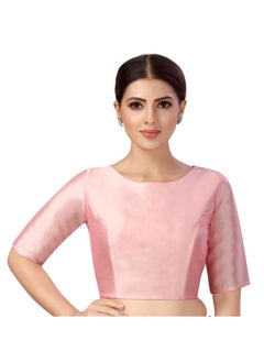 Studio Shringaar Studio Shringaar Women's Polyester Elbow Length Sleeves Plain Coloured Saree Blouse(Light Pink, 42)  - Image 1