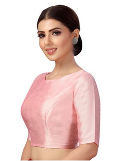 Studio Shringaar Studio Shringaar Women's Polyester Elbow Length Sleeves Plain Coloured Saree Blouse(Light Pink, 42)  - Image 2