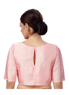 Studio Shringaar Studio Shringaar Women's Polyester Elbow Length Sleeves Plain Coloured Saree Blouse(Light Pink, 42)  - Image 4