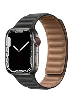 TenTech Magnetic Genuine Leather Watch Band for Apple Watch Ultra/Ultra 2, Size 49mm 45mm 44mm 42, Adjustable Sport Band with Magnetic Closure for iWatch Series 9/8/7/6/5/4/3/2 /1/SE – black