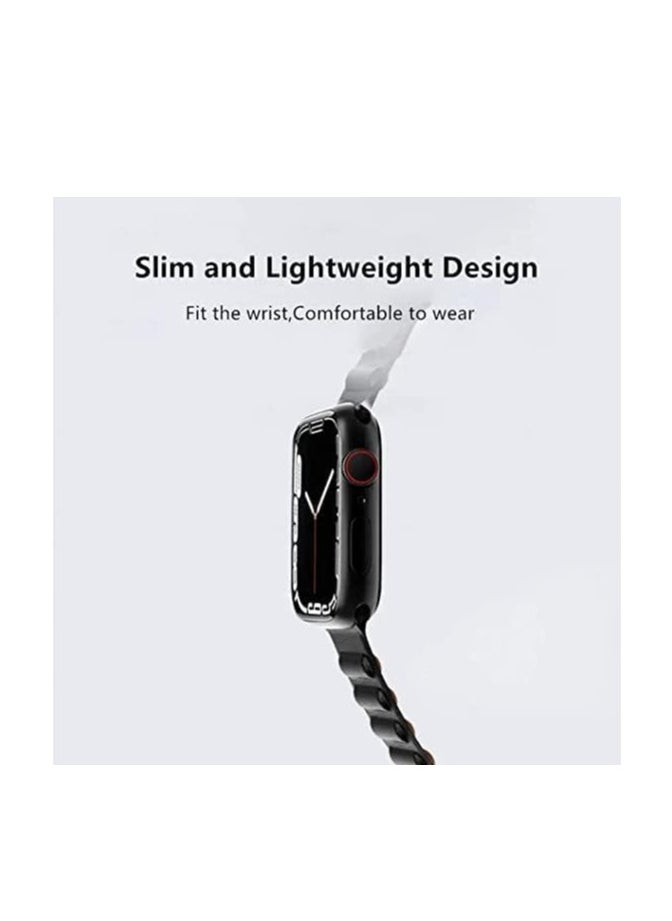ten.tech - TenTech Magnetic Genuine Leather Watch Band for Apple Watch Ultra/Ultra 2, Size 49mm 45mm 44mm 42, Adjustable Sport Band with Magnetic Closure for iWatch Series 9/8/7/6/5/4/3/2 /1/SE – black - Image 1