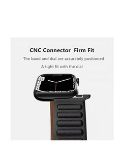ten.tech TenTech Magnetic Genuine Leather Watch Band for Apple Watch Ultra/Ultra 2, Size 49mm 45mm 44mm 42, Adjustable Sport Band with Magnetic Closure for iWatch Series 9/8/7/6/5/4/3/2 /1/SE – black  - Image 4