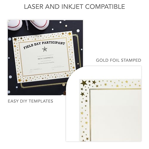 Gartner Studios Gold Star Foil Certificate Paper, 80lb 8.5” x 11”, 15 Count - Image 4