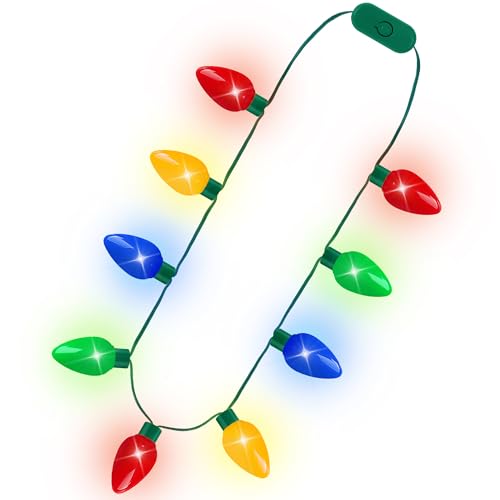 Blowata 60Pcs Christmas Light Necklace 40 In Colorful Christmas Necklaces 9 Bulbs Wearable Xmas Lights Necklace with 3 Glow Modes for Xmas Ugly Sweater Accessories New Year Party Favor Festival Decor - Image 1