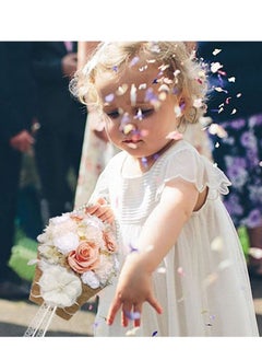 Y&D Flower Girl Basket Rustic Basket Burlap Jute with Pearl Handle For Vintage Wedding Ceremony  - Image 5