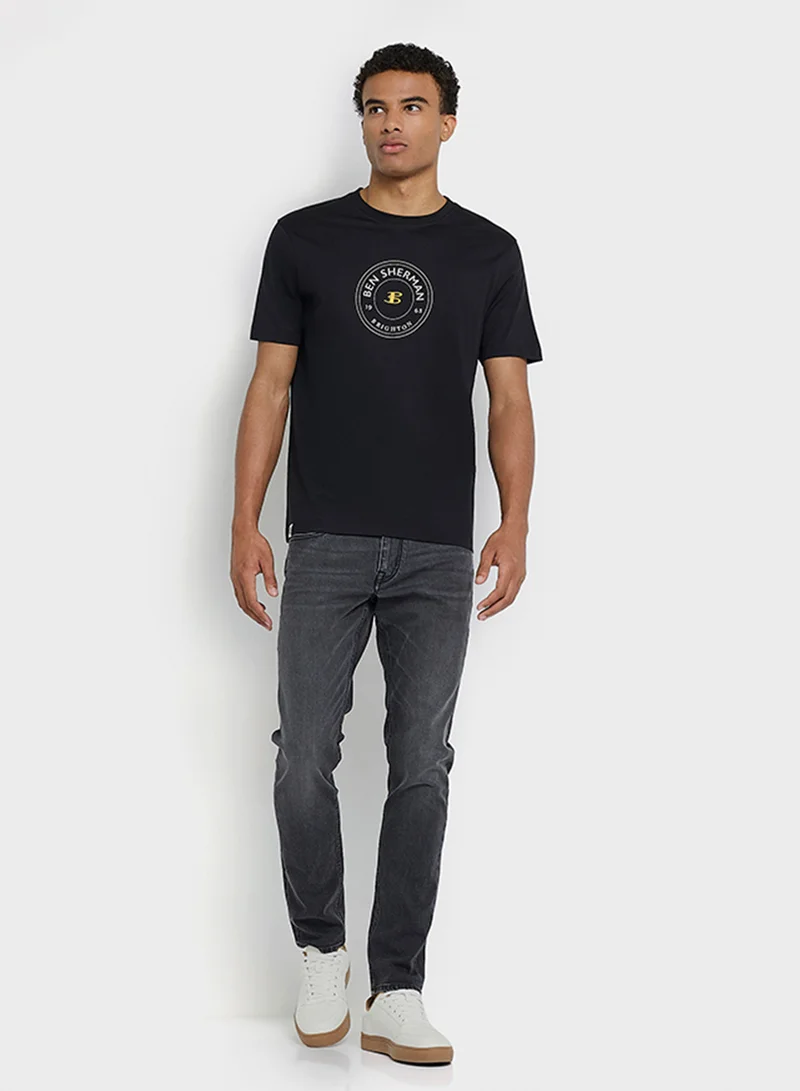 Ben Sherman Mercerised Cotton Chest Print T-Shirt