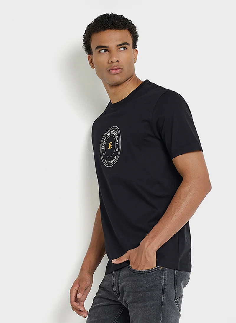 Ben Sherman Mercerised Cotton Chest Print T-Shirt
