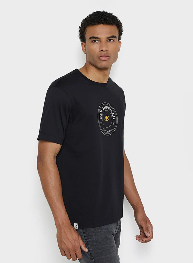 Ben Sherman Mercerised Cotton Chest Print T-Shirt