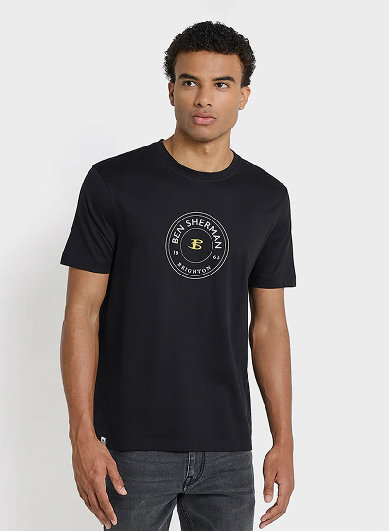 بين شيرمان Mercerised Cotton Chest Print T-Shirt