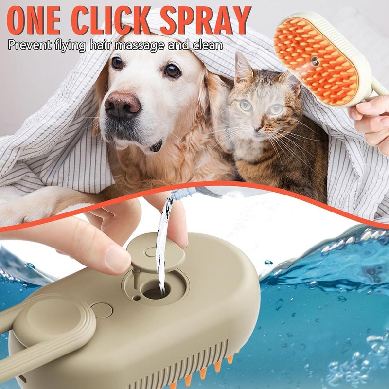 Episkey 3 In1 Pet Steam Brush - One-Touch Spray Pet Hair Removal Tool 360°Rotating Handle Cat Brush With Steam Silicone Massage Comb Cat Brush For Shedding Multifunctional Dog Hair Brush (STEAM_BRUSH) - Image 3