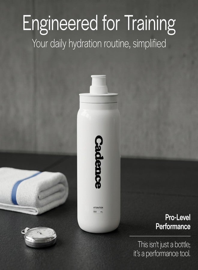 Cadence Core 550 Training Water Bottle – 550ml Lightweight Sports Bottle for Cycling & Running – BPA-Free, Leak-Proof Flip-Top Valve – Slim Profile Fits Standard Bike Cages & Hydration Vests - Image 2