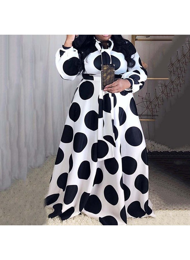NIBEMINENT Plus Size Dresses Boho Dots Printed Maxi Dress for Women Autumn Long Sleeve Elegant Luxury  Evening Party Club Robe - Image 1