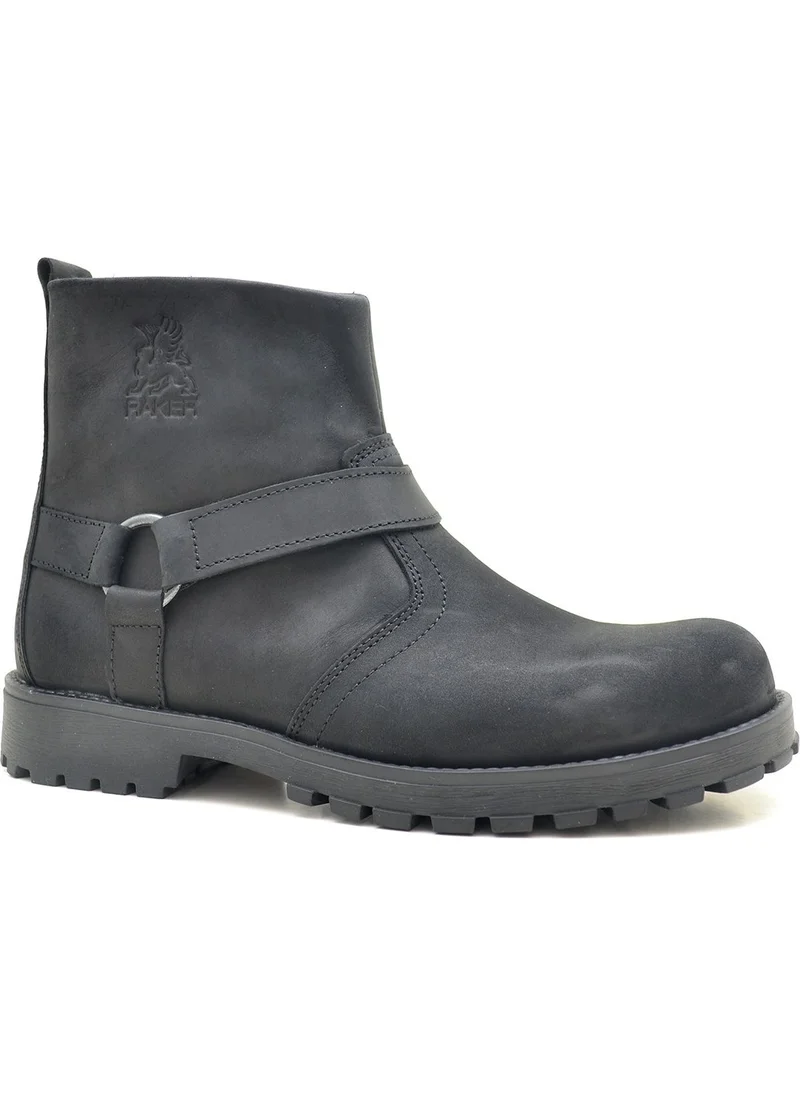 Raker plus Chiron Genuine Leather Black Zippered Boots