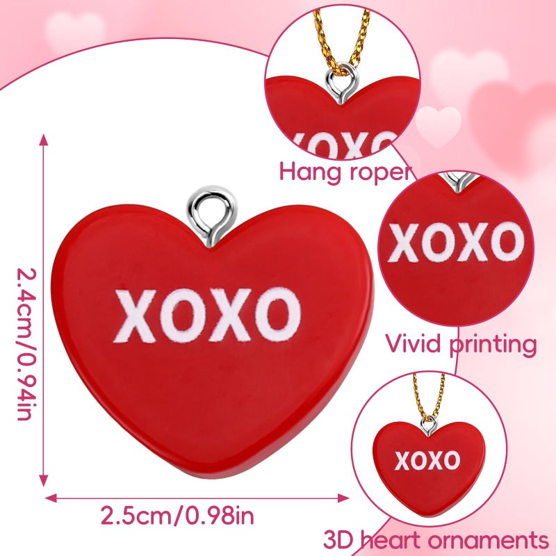 DTOFOOT 36PCS Valentine's Day Ornaments Mini Resin Conversation Hearts Ornaments Tiny Candy Heart Hanging Ornaments for Tree Valentines Figurines Charms Pendants with String for Wedding Party Decor - Image 2