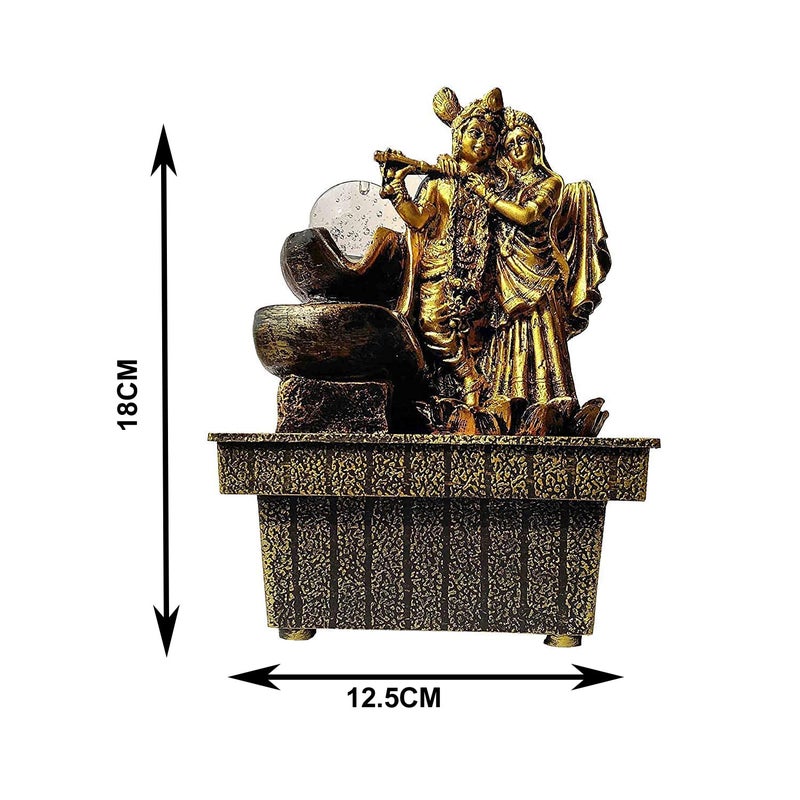 GTC ® Beautiful Krishna and Radha Home Indoor Fountain Show Piece for Home Decorative Home Gifts for Drawing Room Waterfall Decorative Item with Crystal Ball and Mini Water Pump Polystone (1729) - Image 2