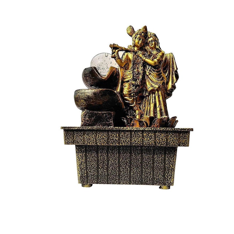 GTC ® Beautiful Krishna and Radha Home Indoor Fountain Show Piece for Home Decorative Home Gifts for Drawing Room Waterfall Decorative Item with Crystal Ball and Mini Water Pump Polystone (1729) - Image 4