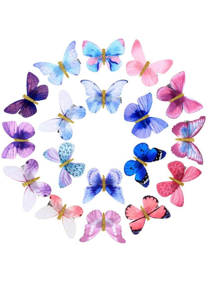 STAR WORK Realistic Butterfly Hair Clips 3D Colorful Mesh Butterfly Hair Clips Glitter Barrettes Butterfly Snap Hair Clips Hair Accessories For Teens Women Girls (Pack Of 12 (Mix)) - Image 1