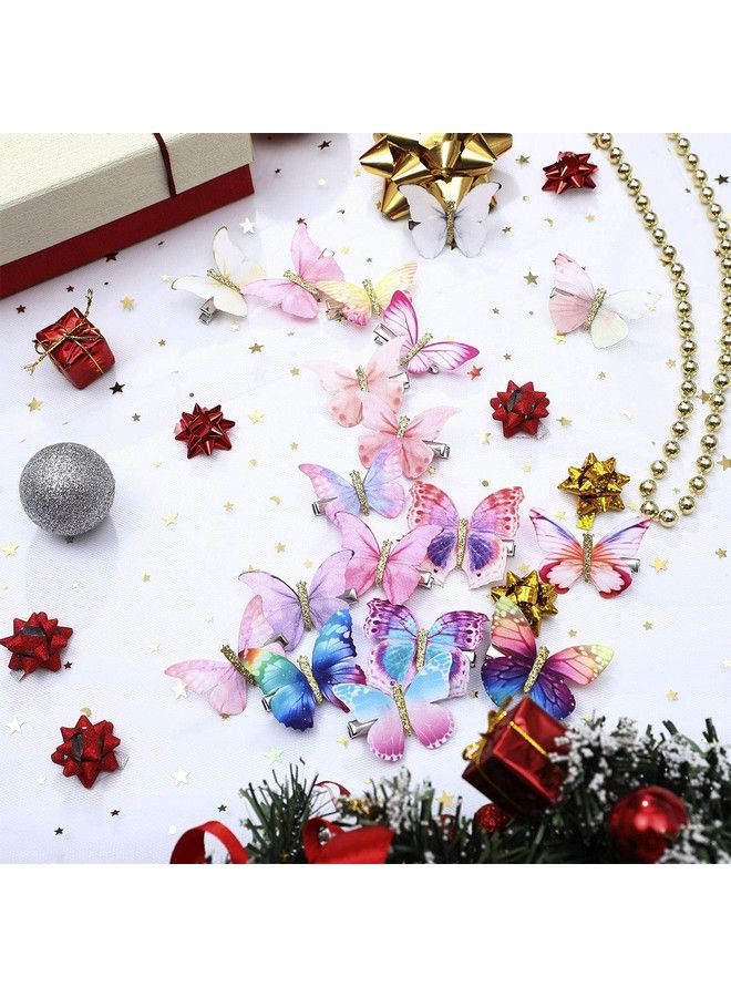 STAR WORK Realistic Butterfly Hair Clips 3D Colorful Mesh Butterfly Hair Clips Glitter Barrettes Butterfly Snap Hair Clips Hair Accessories For Teens Women Girls (Pack Of 12 (Mix)) - Image 3