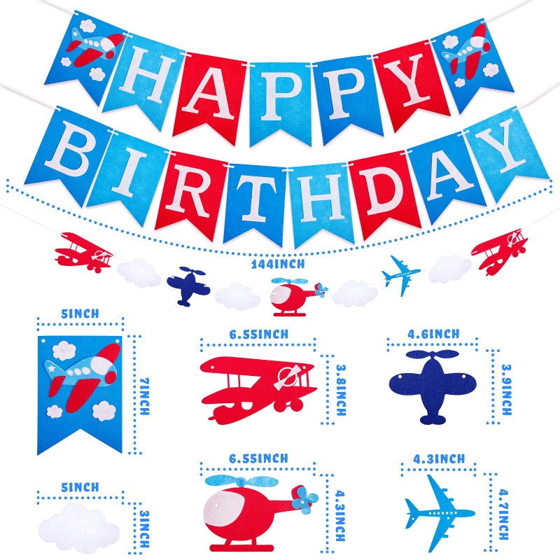 Gejoy 56 Pieces Airplane Birthday Party Supplies with Inflatable Balloons Airplane Themed Party Decoration Thick Latex Balloon Birthday Banners Cloud Decor - Image 3