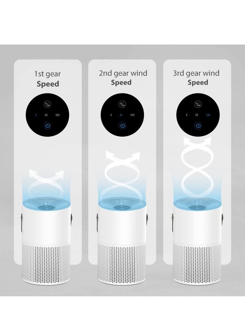 Arabest Air Purifier, USB 360° HEPA Air Filter Cleaner with 3 Speed & Low Noise,Remove 99.97% Dust Pollen Pet Dander Hair Smell, Purifies Max up to 71m²/H, for Bedroom Home Office - Image 3