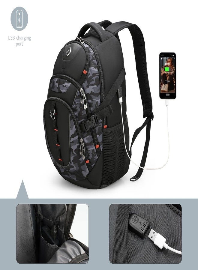 swissdigital Business Travel Laptop Backpack-for Man and Woman with Smart USB Charging Port Fits 15.6 inches laptops, Blue, Gray Camo, Standard, Travel - Image 2
