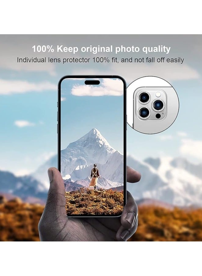 Vitacelli Camera Lens Protector Compatible for iPhone 14 Pro/iPhone 14 Pro Max, [Anti-Scratch] Premium Tempered Glass Film Aluminum Alloy Lens Ring Cover – SILVER BLING  - Image 2