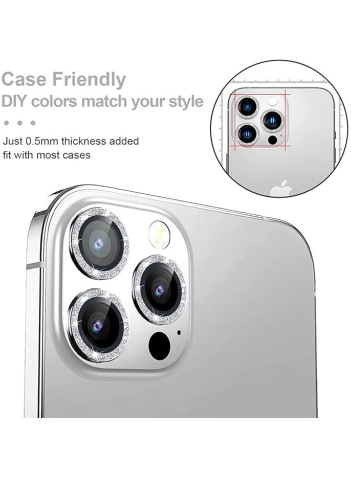 Vitacelli Camera Lens Protector Compatible for iPhone 14 Pro/iPhone 14 Pro Max, [Anti-Scratch] Premium Tempered Glass Film Aluminum Alloy Lens Ring Cover – SILVER BLING  - Image 3
