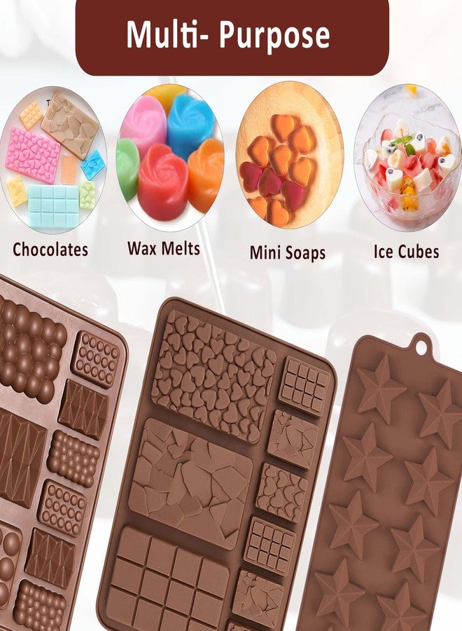 MoldBerry Silicone Chocolate Mould Set (Pack of 3) | 9 Cavity Multi-Shape Chocolate Bar & Star Molds | Food-Grade BPA-Free Silicone | for Chocolates, Wax Melts, Soap, Ice Cubes | Multicolor - Image 3
