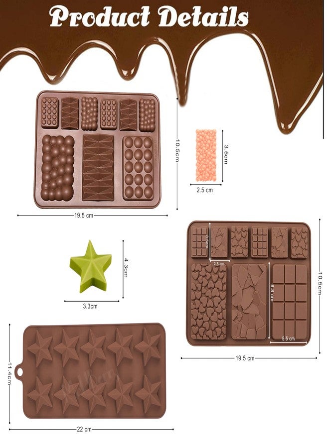 MoldBerry Silicone Chocolate Mould Set (Pack of 3) | 9 Cavity Multi-Shape Chocolate Bar & Star Molds | Food-Grade BPA-Free Silicone | for Chocolates, Wax Melts, Soap, Ice Cubes | Multicolor - Image 2