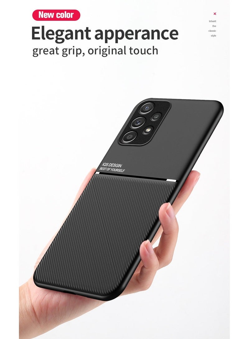 Color Fans Shockproof Rubber Cover For Samsung Galaxy A73 5G Magnetic Case Moire Black - Image 4