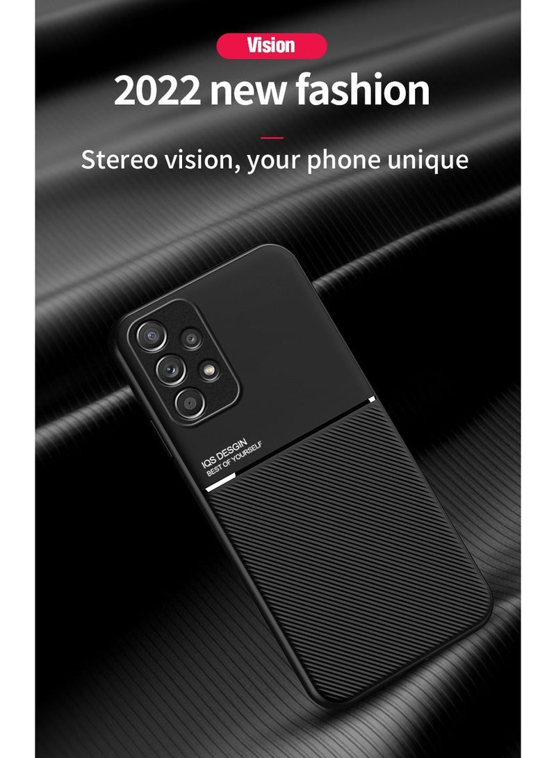 Color Fans Shockproof Rubber Cover For Samsung Galaxy A73 5G Magnetic Case Moire Black - Image 5