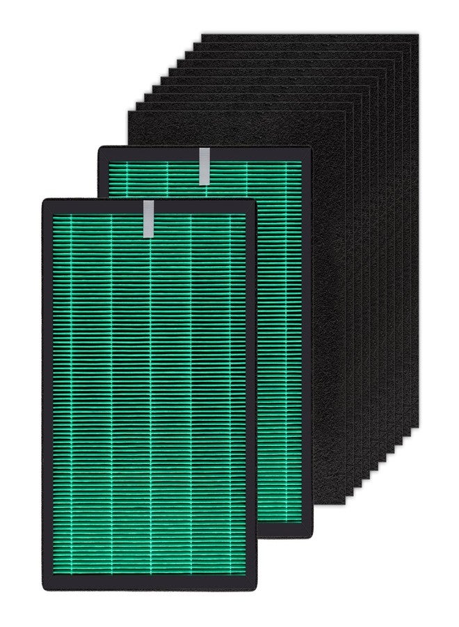 BRUVISH 2 Sets Airmega 150 Replacement Filter for Coway Airmega 150 Air Purifier, 2 Green Filters and 10 Active Carbon Filters, AP-1019C-FP - Image 1